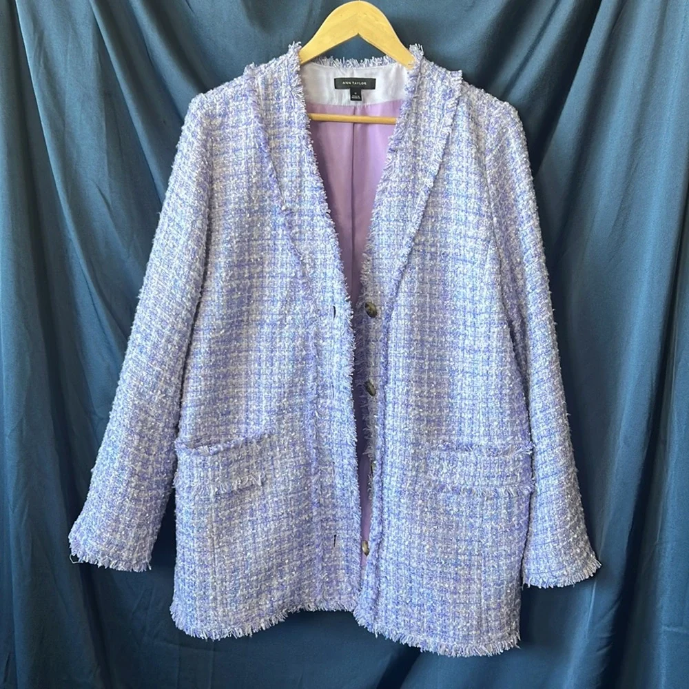 Ann Taylor Lavender Tweed Blazer Jacket